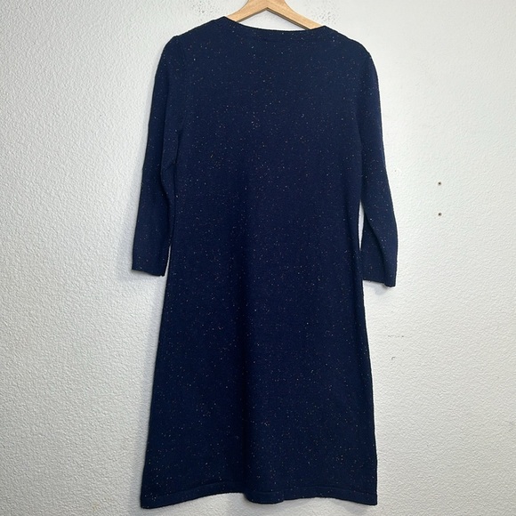 Talbots Women’s Size Medium Navy Kitty Tweed Open Neck Sweatert Dress Midi - Picture 4 of 13